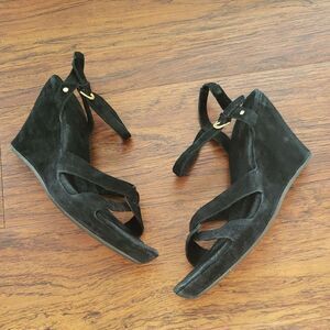 UGG Black Suede Wedge Sandals Size 8.5
